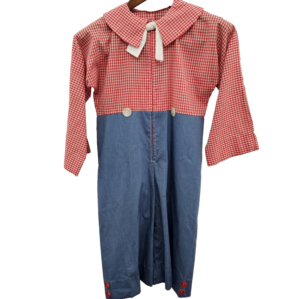 VTG Raggedy Ann Andy Costume Adult S Handmade 60s Indie Cottage Gingham Vichy